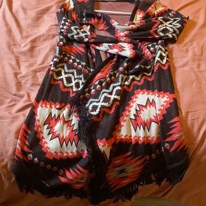 Aztec coral and black cardigan